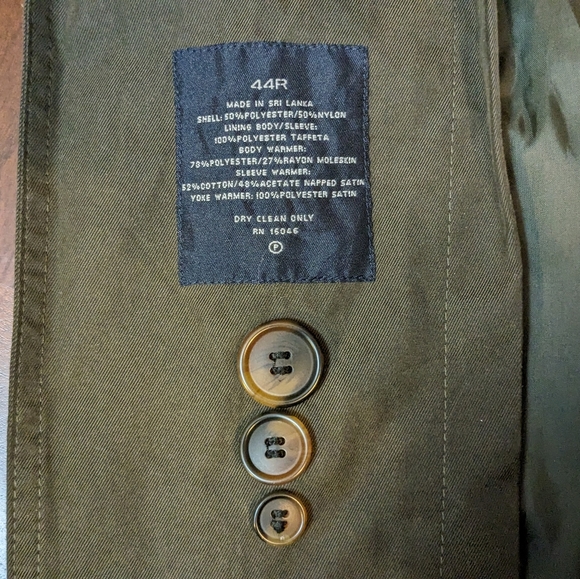 Nautica trench coat with attached lining Men's Size 44R in olive green - Picture 7 of 15